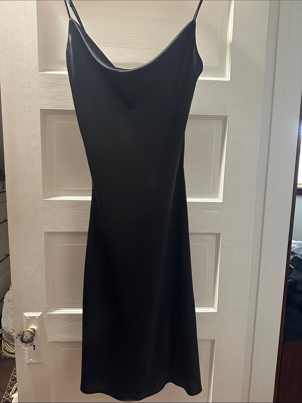 Classic Black Slip Dress with Cowl Neck size M